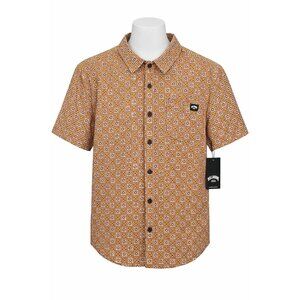 Billabong Chase SS Button Up Shirt Geo Print Cotton Men Small NWT